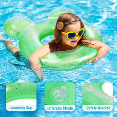 Swim Float Ring Glitter Inflatable Floating Tube with Handles
