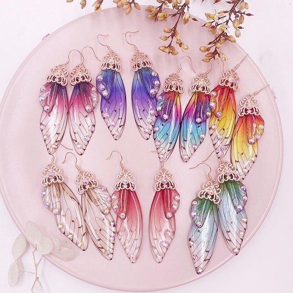 Elowen Butterfly Wing Rhinestone Drop Earrings