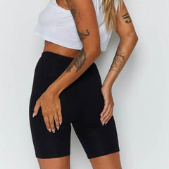 Thin Fitness Casual High Waist Biker Shorts Slim Knee-Length Bottoms Cycling Shorts Streetwear