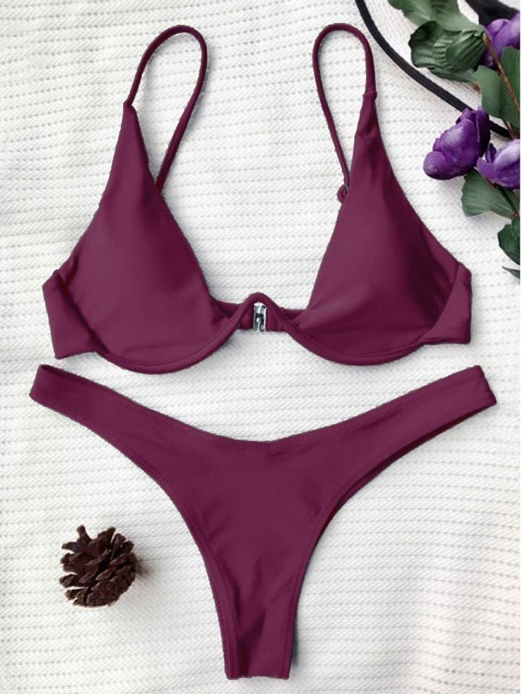 Solara V-Bar Underwire Ribbed Bikini Two-piece