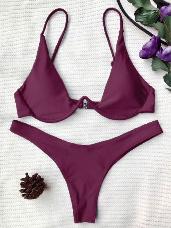Solara V-Bar Underwire Ribbed Bikini Two-piece