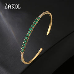 Fashion Cuff Green Crystal Bangles Bracelets