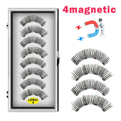 8PCS 4 Magnets Natural Mink Eyelashes false eyelashes magnetic eyelashes  Handmade Artificial With Tweezer Makeup Set