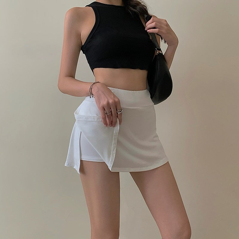 Serena High-Waist Split Tennis Mini Skirt One-piece