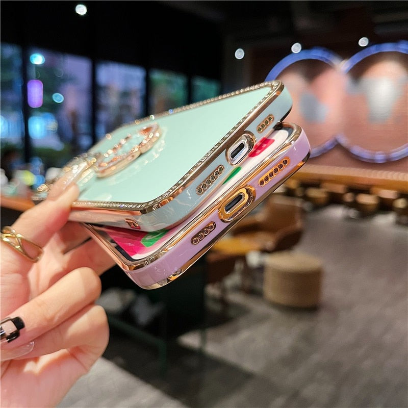 Bling 3D Crystal Holder stander Phone Case For iphone