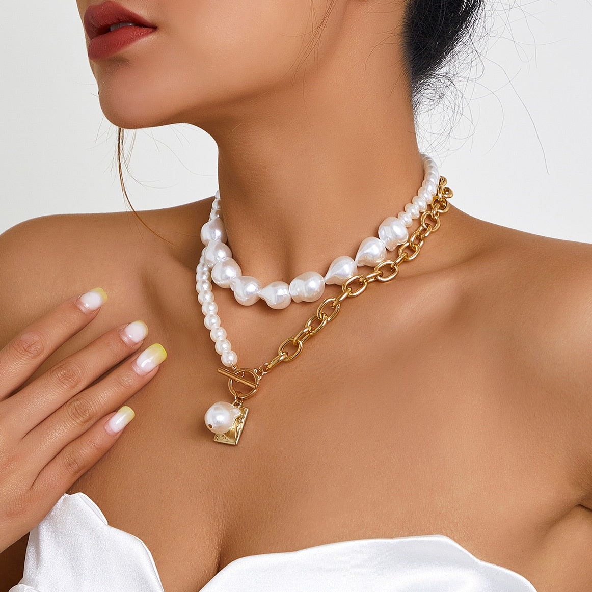 Evangeline Baroque Pearl Heart Necklace Collection