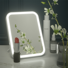 LED Makeup Mirror Touch Screen 3 Lights Portable Standing Folding Vanity Mirroirs 5X Magnifying