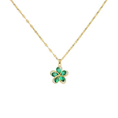 Green Zircon Flowers Pendant Necklace