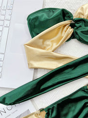 Green Gold Bikini - A Sexy Strapless Bandeau Swimwear