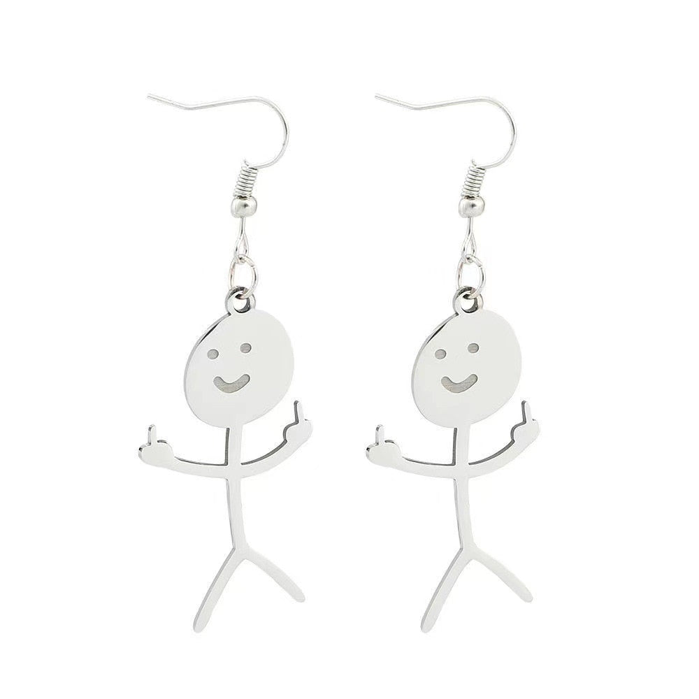 Fxck You Middle Finger Hand Gesture Character Earring