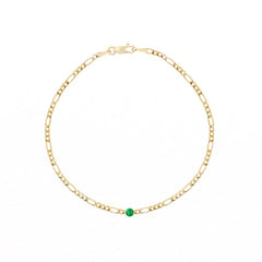 Gold Figaro Chain with Colored Crystal Stone Bracelets