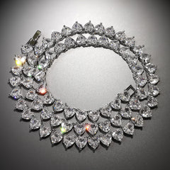 6MM Heart CZ Stone Tennis Chain 3 Colors Iced Out Choker Necklace for Men Women Hiphop Jewelry Gifts
