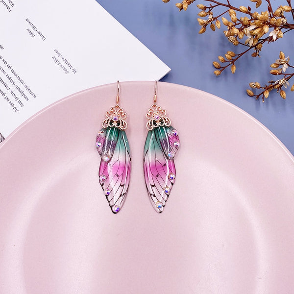 Elowen Butterfly Wing Rhinestone Drop Earrings