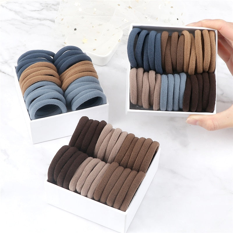 50PCS/Set Basic Hair Bands Simple Solid Colors Elastic Headband Hair Ties