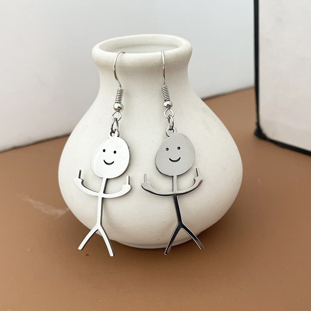 Fxck You Middle Finger Hand Gesture Character Earring