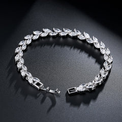 White Shiny Leaf Bracelets Bangles