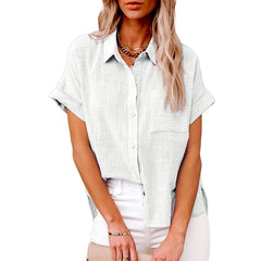 Button Lapel Cardigan Top Loose Long Sleeve Oversized Blouse