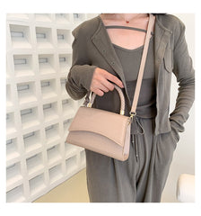 Solid Pu Leather Shoulder Handbags Top Handle Casual Crossbody Bags