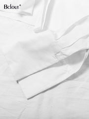 Bclout Casual Crop Top Women Blouses Fashion Turn Down Collar White Shirt Flare Sleeve Blouse Female Autumn Sexy Ladies Tops