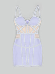 2022 Summer New Fashion Sexy Spaghetti Strap Stitching Openwork Mesh Dresses Women&#39;s V-Neck  Pencil Dress Club Party Vestidos