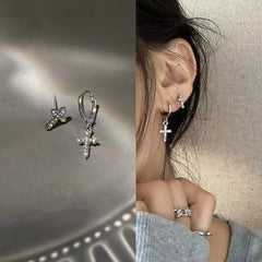 Hip Hop Korean Fashion Cross Earrings For Women Grunge Cross Ear Earrings серьги кресты Skeleton Crochet Punk Earrings Wholesale