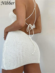 Nibber Sexy Knit 2 Two Piece Sets Women Diamond Lace Top Skinny Elastic Force Mini Skirts Suits Summer Female Club Outfits Y2K