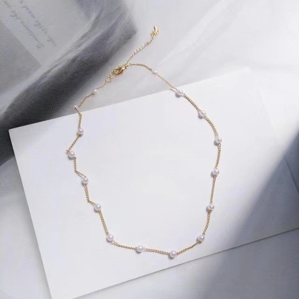 Beads Neck Chain Pearl Choker Necklace Secondary image