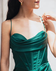 Sling Sleeveless Solid Color Dress One Word Neck Slim Fit Open Back Slit Sexy Dress