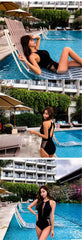 Lilly at the lake Mesh Cut Hollow Out Deep V Neck High Waist Swimsuit one piece