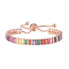 Unique Black Crystal Bangle Rose Gold Color Adjustable Bracelets