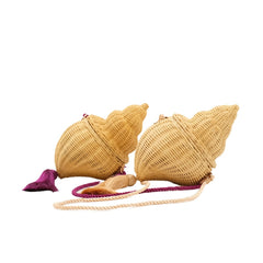 Fashion Conch Straw Shoulder Crossbody Bags for Women Brand Wicker Woven Straw Bag Designer Rattan Female Purses and Clutch 2022