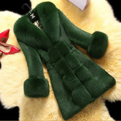 Top Quality Winter Coat for Women Windbreaker Plush Jackets 2022 Fashion Long Sleeve V-neck Faux Fur Coat
