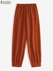 Fashion Splicing Design Work Wear Pants ZANZEA Women High Waist Long Trousers 2023 Autumn Female Elegant OL Pantalon Streetwear