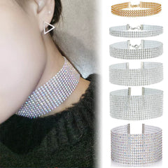 Shiny Rhinestone Bundle Neck Collar Necklace