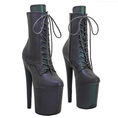 PU upper Reflective material High Heel platform  Pole Dancing boots