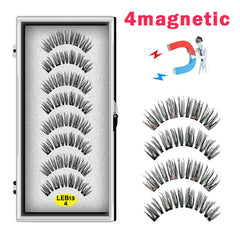 8PCS 4 Magnets Natural Mink Eyelashes false eyelashes magnetic eyelashes  Handmade Artificial With Tweezer Makeup Set