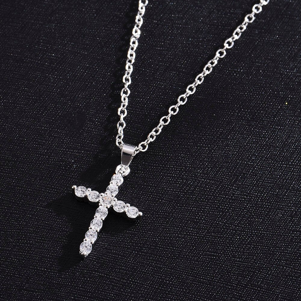 Fast and Furious Movies Actor Dominic Toretto  Rhinestone Cross Crystal Pendant Chain Necklace Men Jewelry