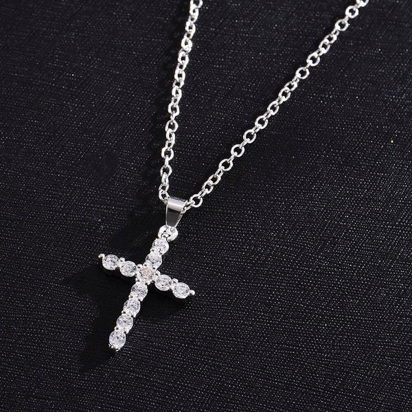 Fast and Furious Movies Actor Dominic Toretto  Rhinestone Cross Crystal Pendant Chain Necklace Men Jewelry