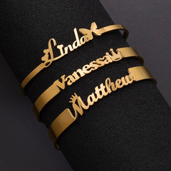 20 Styles Fashion Customized Name Bracelets Letter Stainless Steel Personalized Bangles For Women Men Baby Wedding  Jewelry Gift