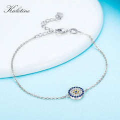 Lucky 925 Sterling Silver Bracelets  Blue CZ Evil Eye