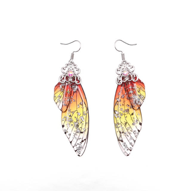 Elowen Butterfly Wing Rhinestone Drop Earrings