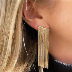 Lucile Gold Color Tassel Earrings