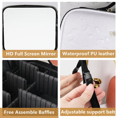 Smart LED Cosmetic Case with Mirror Cosmetic Bag Large Capacity