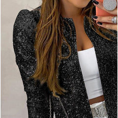 Sequin Jackets Women Glitter Long Sleeve