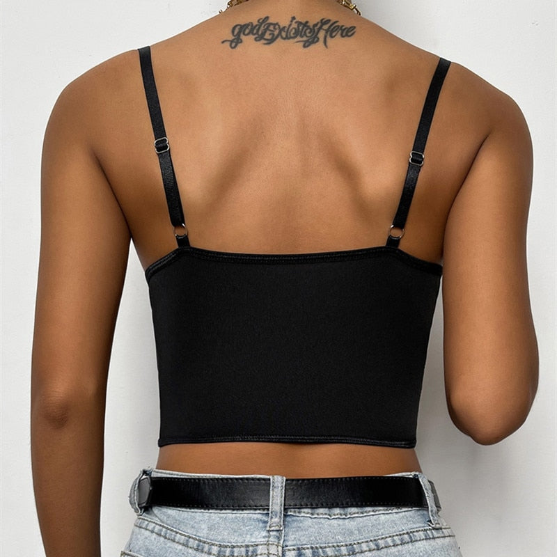 Women's Tube Top Camisole Adult Solid Color Lace Hollow-Out Sleeveless Backless Spaghetti Strap Crop Tops Summer Camis