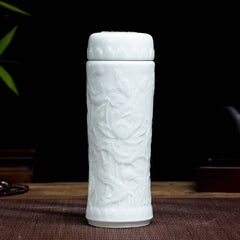 Jingdezhen ceramic teacup thermos mug with lid blue and white porcelain water cup liner office cup portable teacup Gift cup