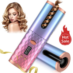 Wireless Auto Curling Iron Hair Iron Curler USB Rechargeable Rotating Hair Curler