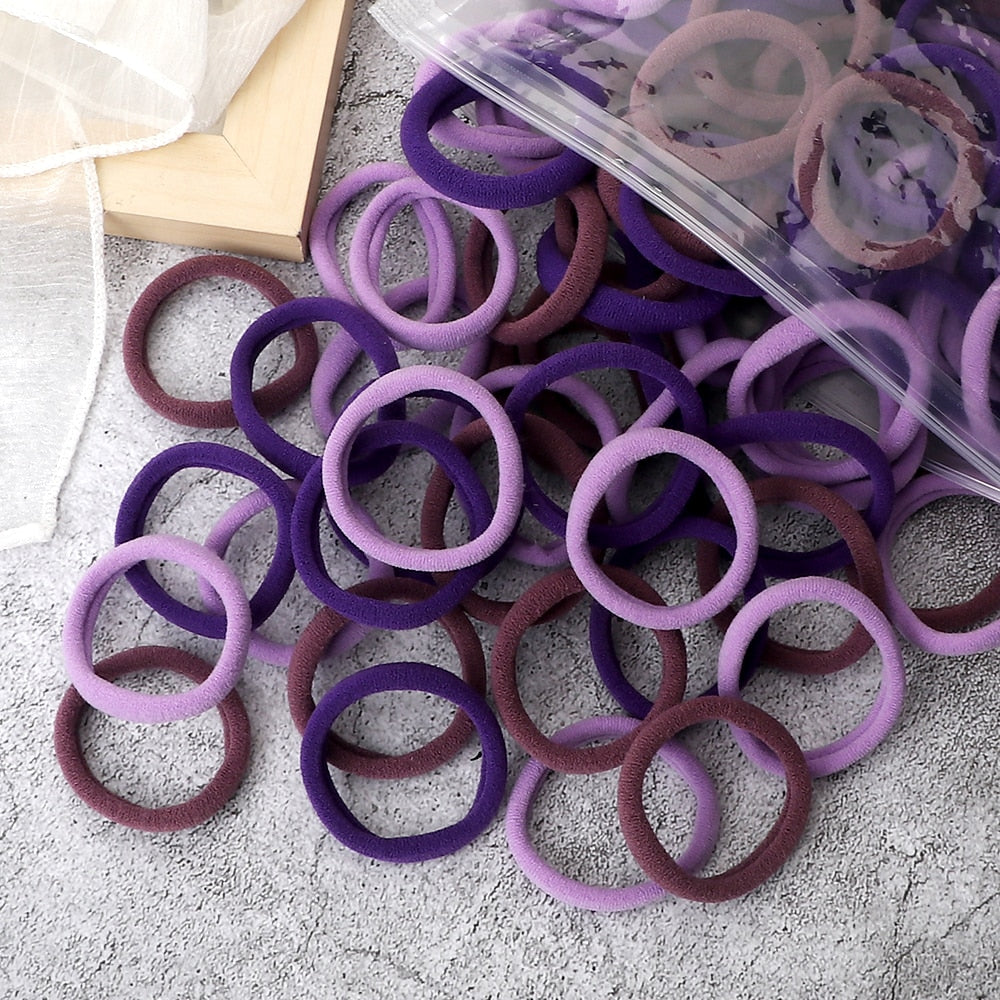 50PCS/Set Basic Hair Bands Simple Solid Colors Elastic Headband Hair Ties