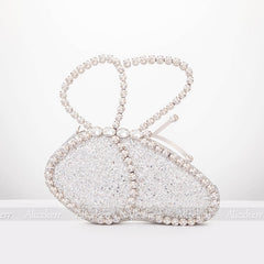 Butterfly Sequin Bags Chic Metal Handle Crystal Rhinestone Purses And Handbags