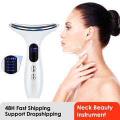 EMS Face Neck Beauty Device 3 Colors LED Photon Therapy Skin Tighten 4 Modes Reduce Double Chin Anti Wrinkle Remove